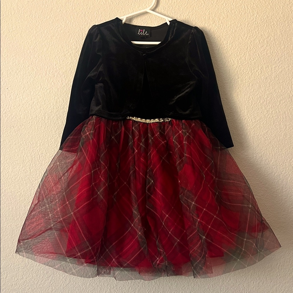 Elegant Black and Red Tulle Kids Dress